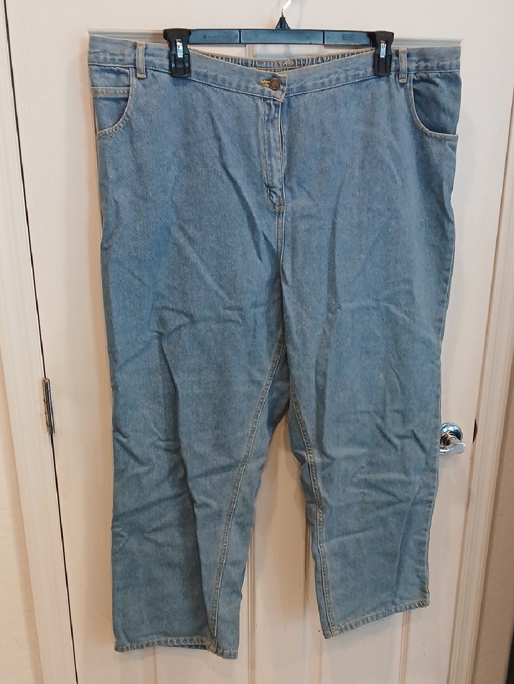 Woman Within Light Blue Straight-Leg Jeans; READ DESCRIPTION
